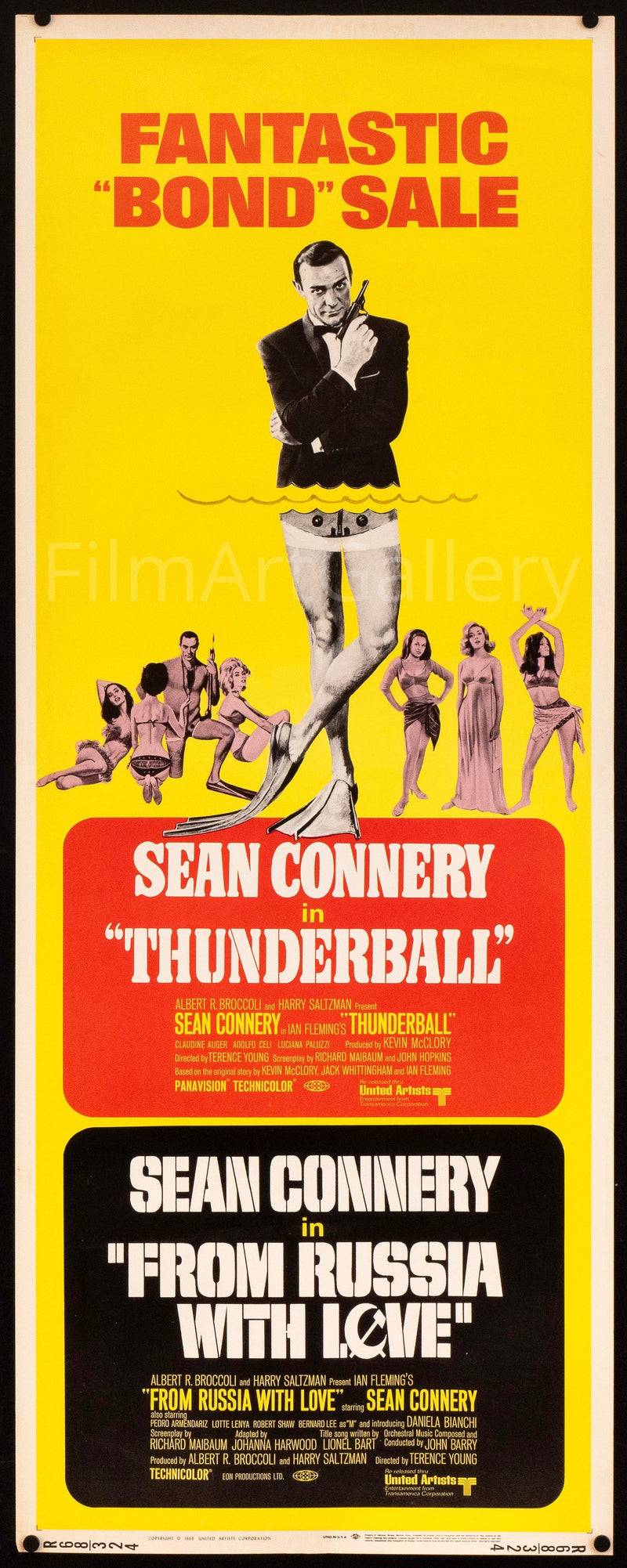 Thunderball / From Russia with Love Insert (14x36) Original Vintage Movie Poster