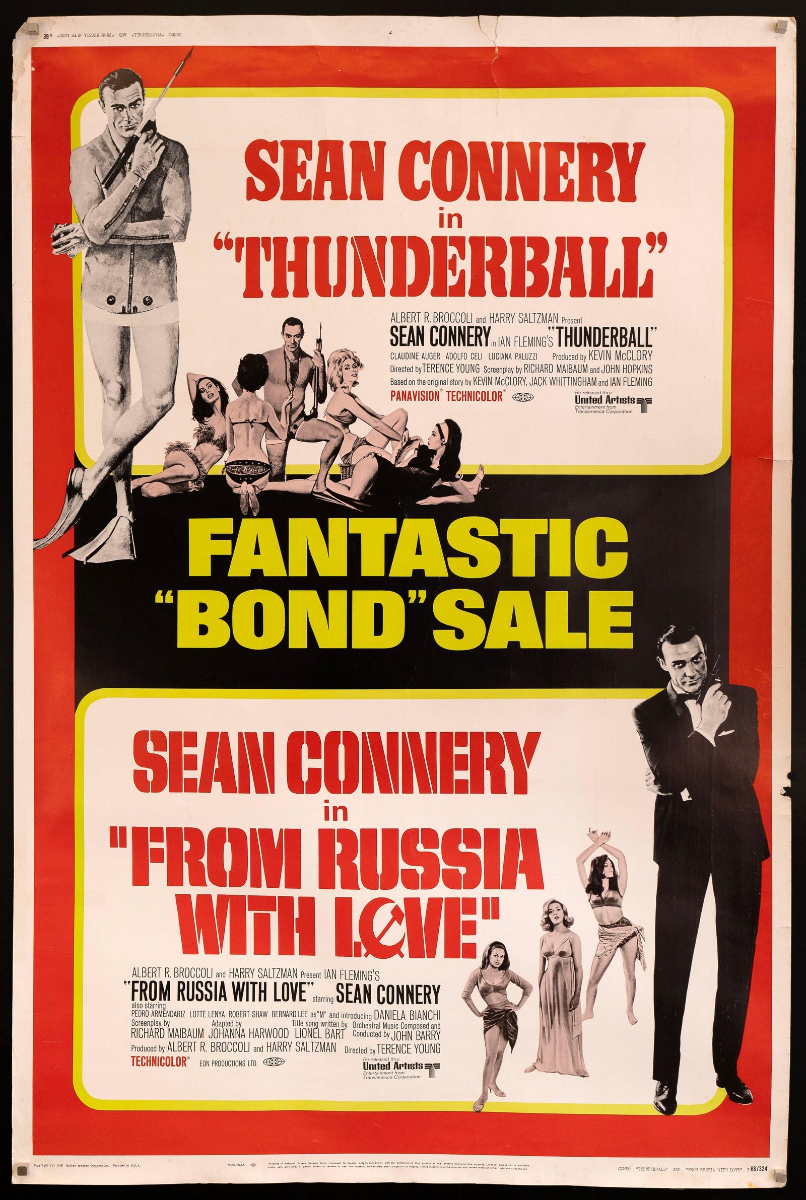 Thunderball / From Russia with Love Original Vintage Movie Poster