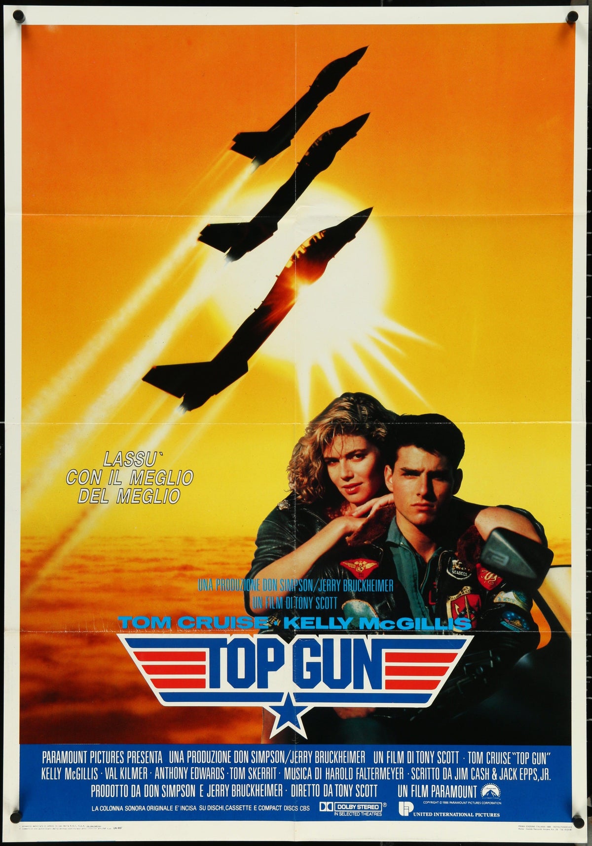 Top Gun Italian 1 foglio (26x37) Original Vintage Movie Poster