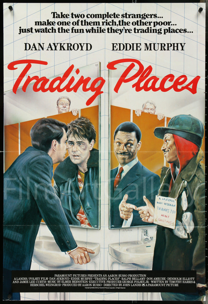 “Trading Places” (Reviews Version)  Original Quad Poster - Film Poster - Movie Poster