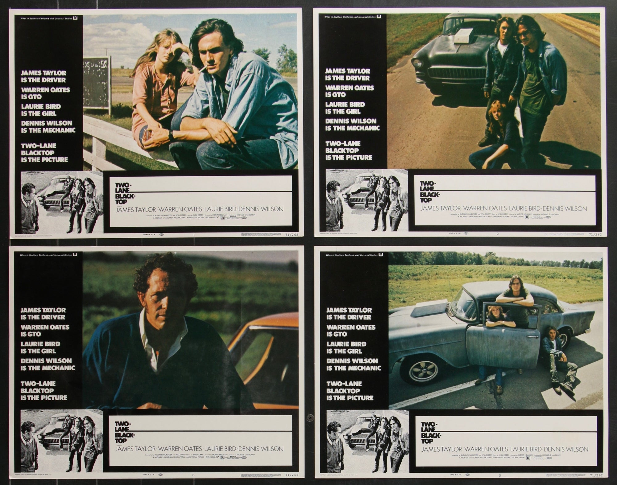 Two Lane Blacktop Lobby Card Set (8-11x14) Original Vintage Movie Poster