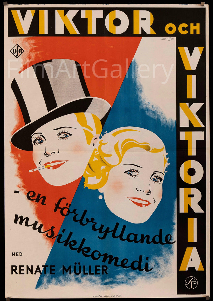 Viktor and Viktoria 1 Sheet (27x41) Original Vintage Movie Poster