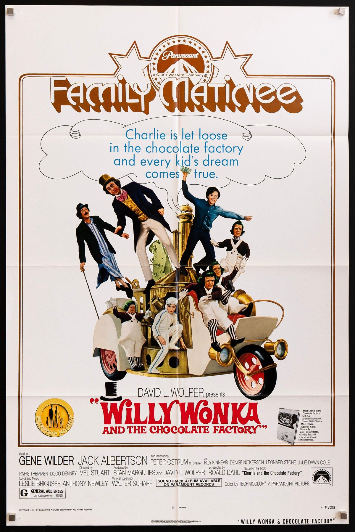 Willy Wonka and the Chocolate Factory 1 Sheet (27x41) Original Vintage Movie Poster