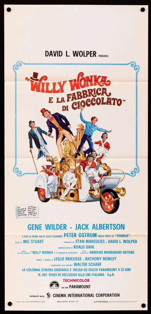 Willy Wonka and the Chocolate Factory Italian Locandina (13x28) Original Vintage Movie Poster
