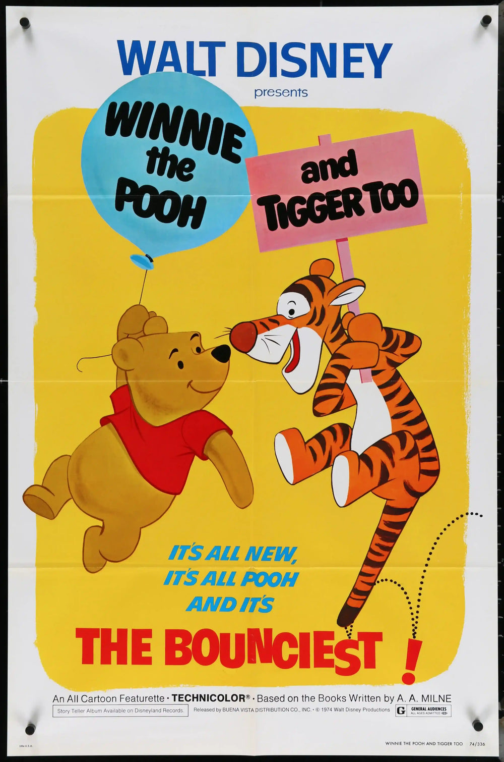 Winnie the Pooh and Tigger Too Original Vintage Movie Poster