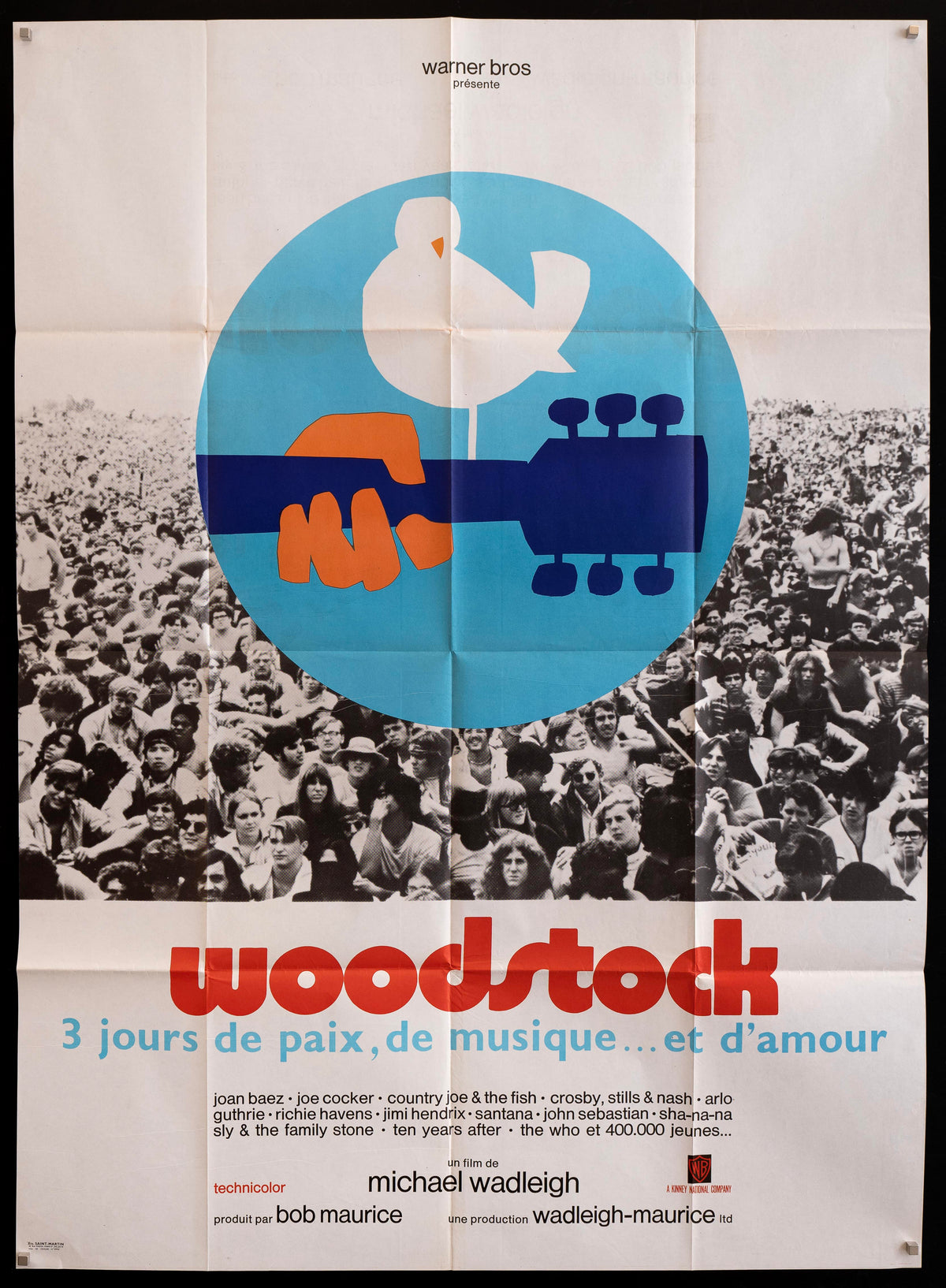 Woodstock French 1 Panel (47x63) Original Vintage Movie Poster