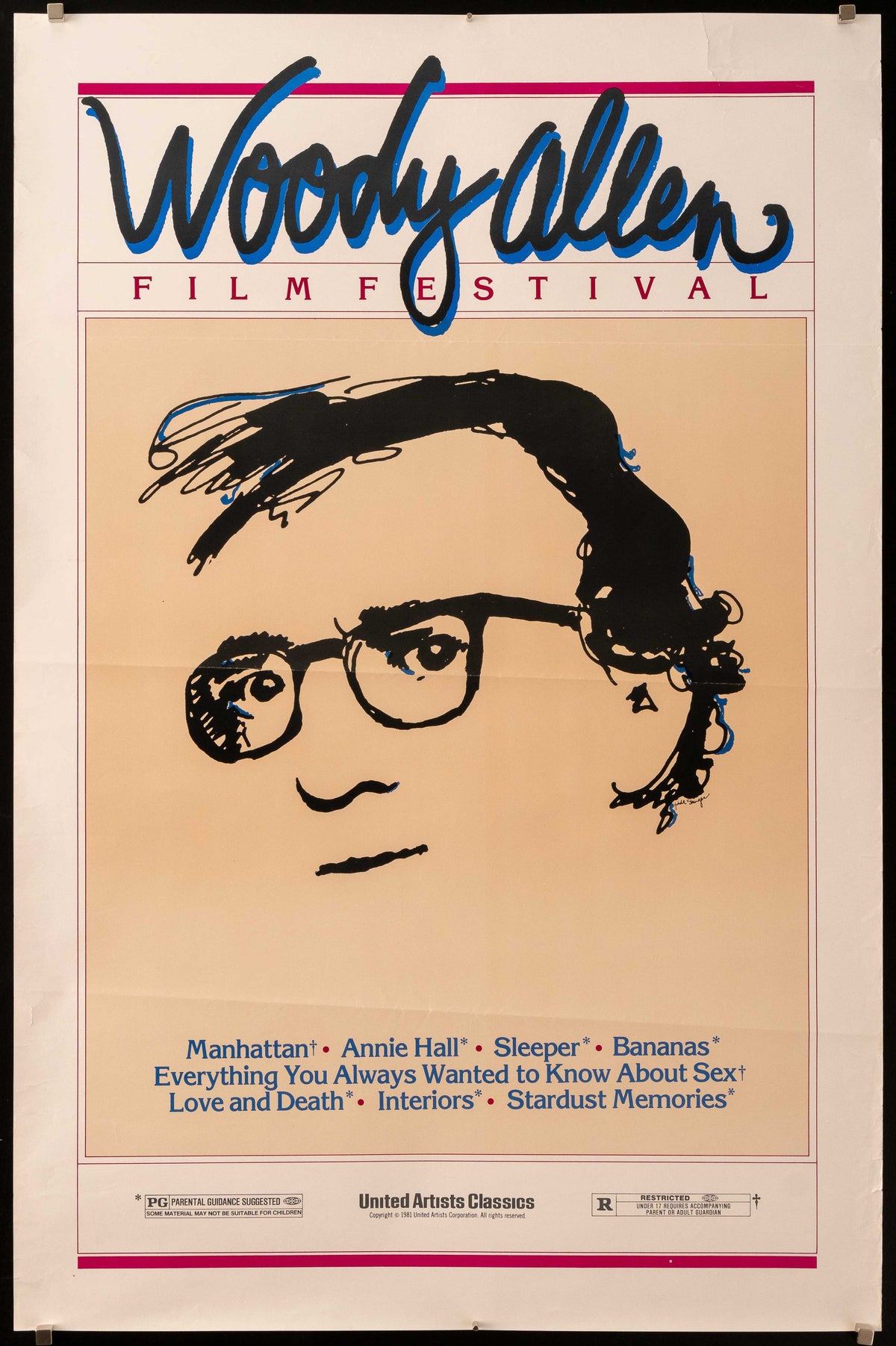 Woody Allen Festival 1 Sheet (27x41) Original Vintage Movie Poster