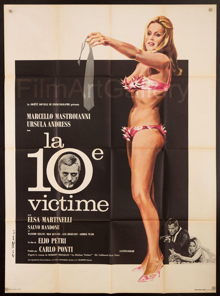 10th Victim (Tenth/La Decima Vittima/La 10e Victime) French 1 Panel (47x63) Original Vintage Movie Poster