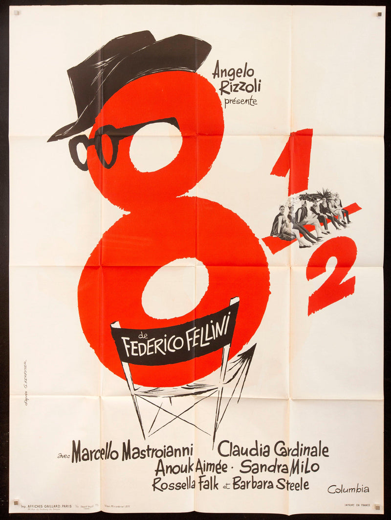 8 1/2 (Eight and a Half) French 1 panel (47x63) Original Vintage Movie Poster