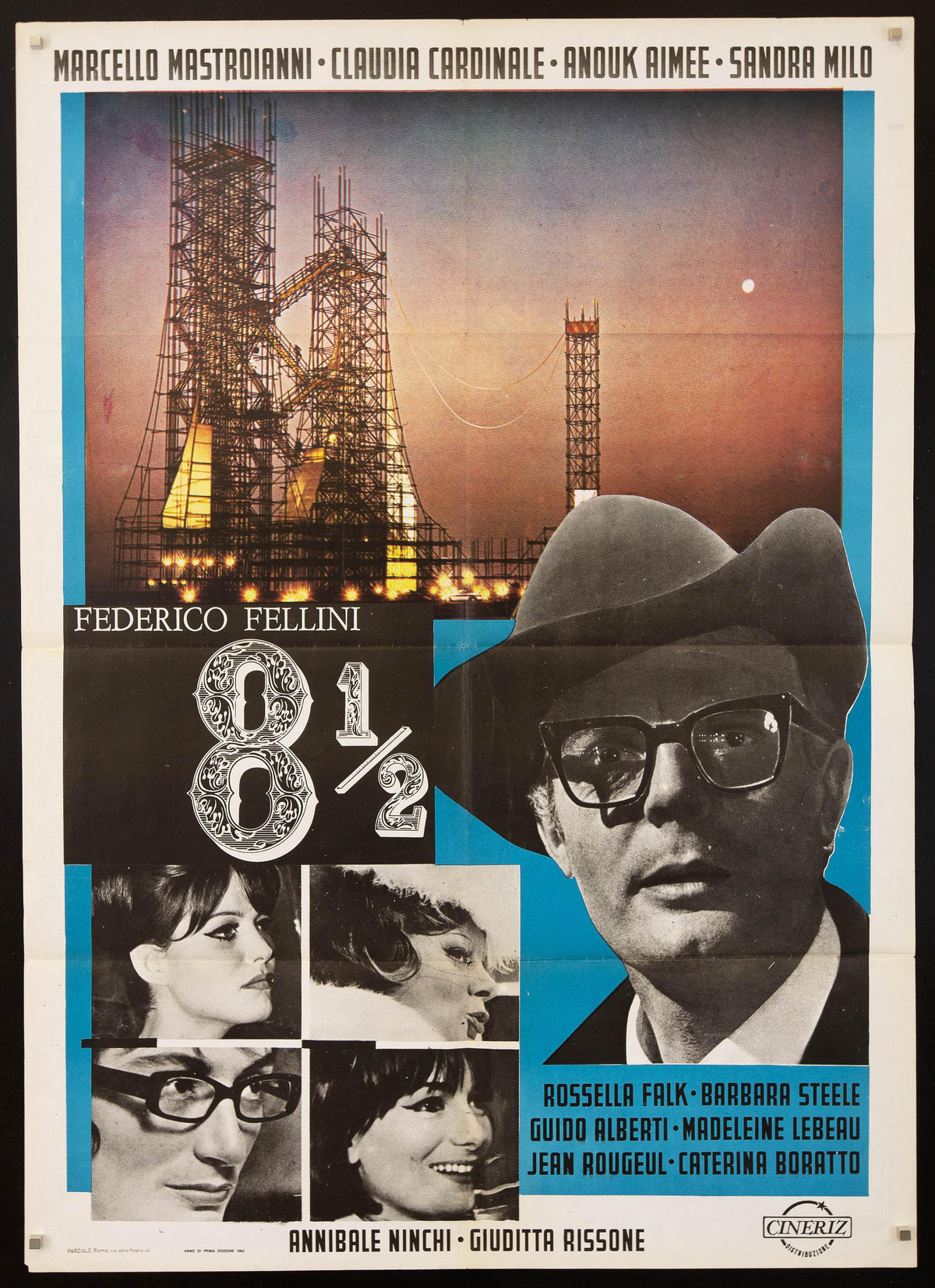 8 1/2 (Eight and a Half) Italian 2 Foglio (39x55) Original Vintage Movie Poster