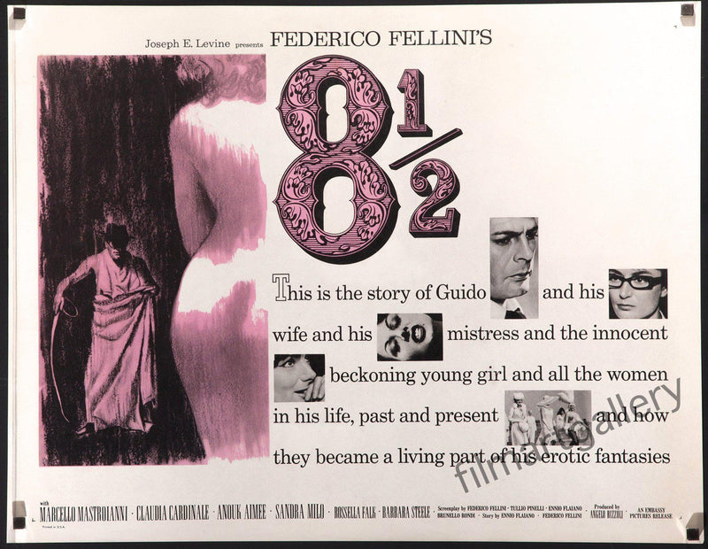 8 1/2 (Eight and a Half) Half sheet (22x28) Original Vintage Movie Poster