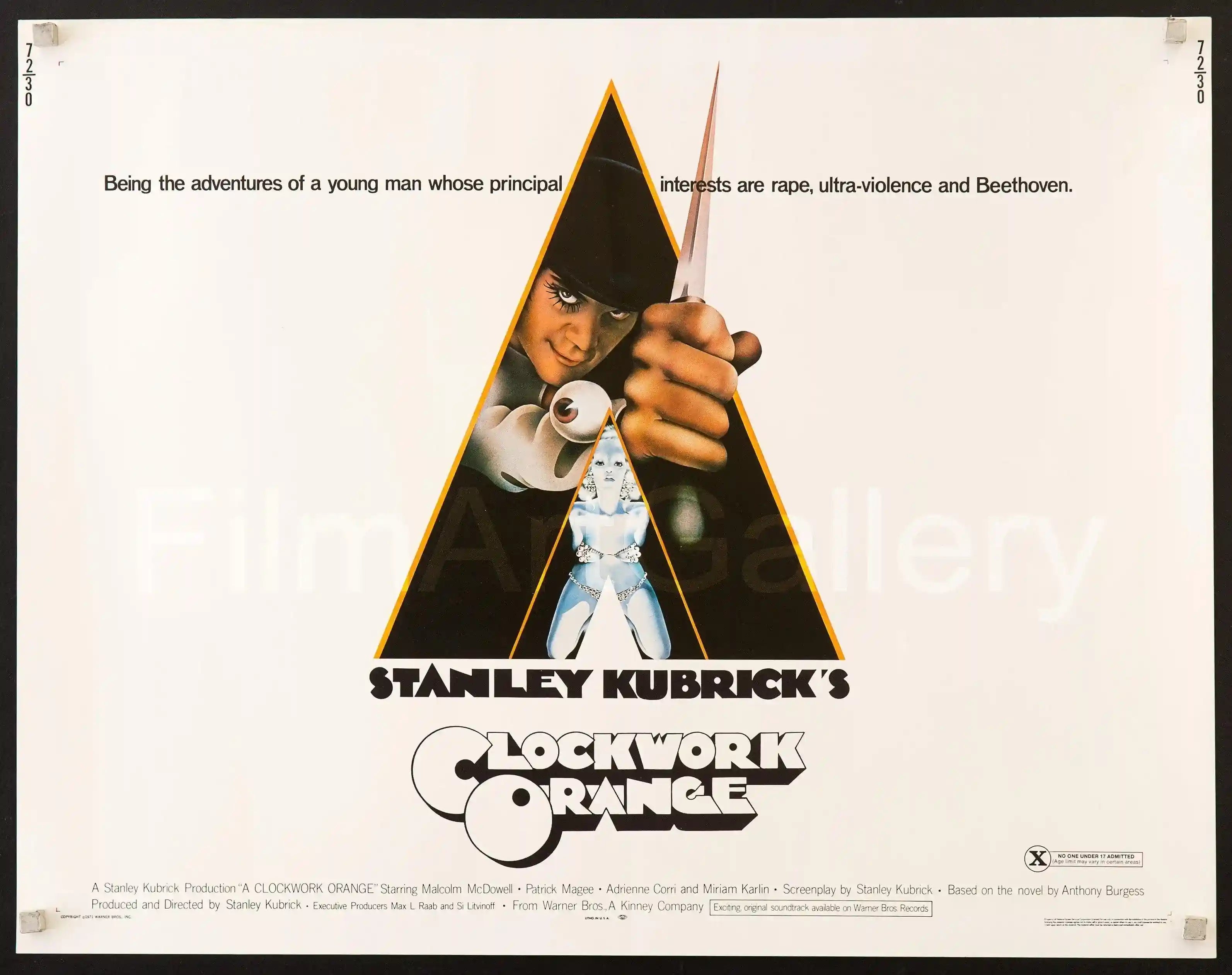 A Clockwork Orange Movie Poster 1971 Half Sheet (22x28) A Clockwork Orange Movie Poster 1971 Half Sheet (22x28)