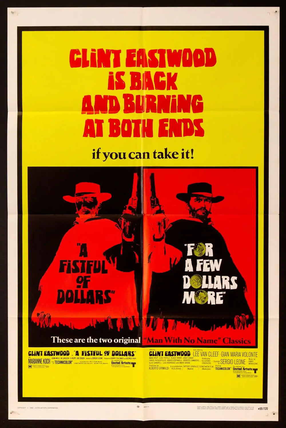 A Fistful of Dollars / For a Few Dollars More Original Vintage Movie Poster