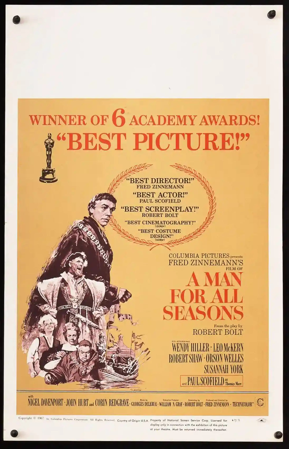 A Man For All Seasons Original Vintage Movie Poster