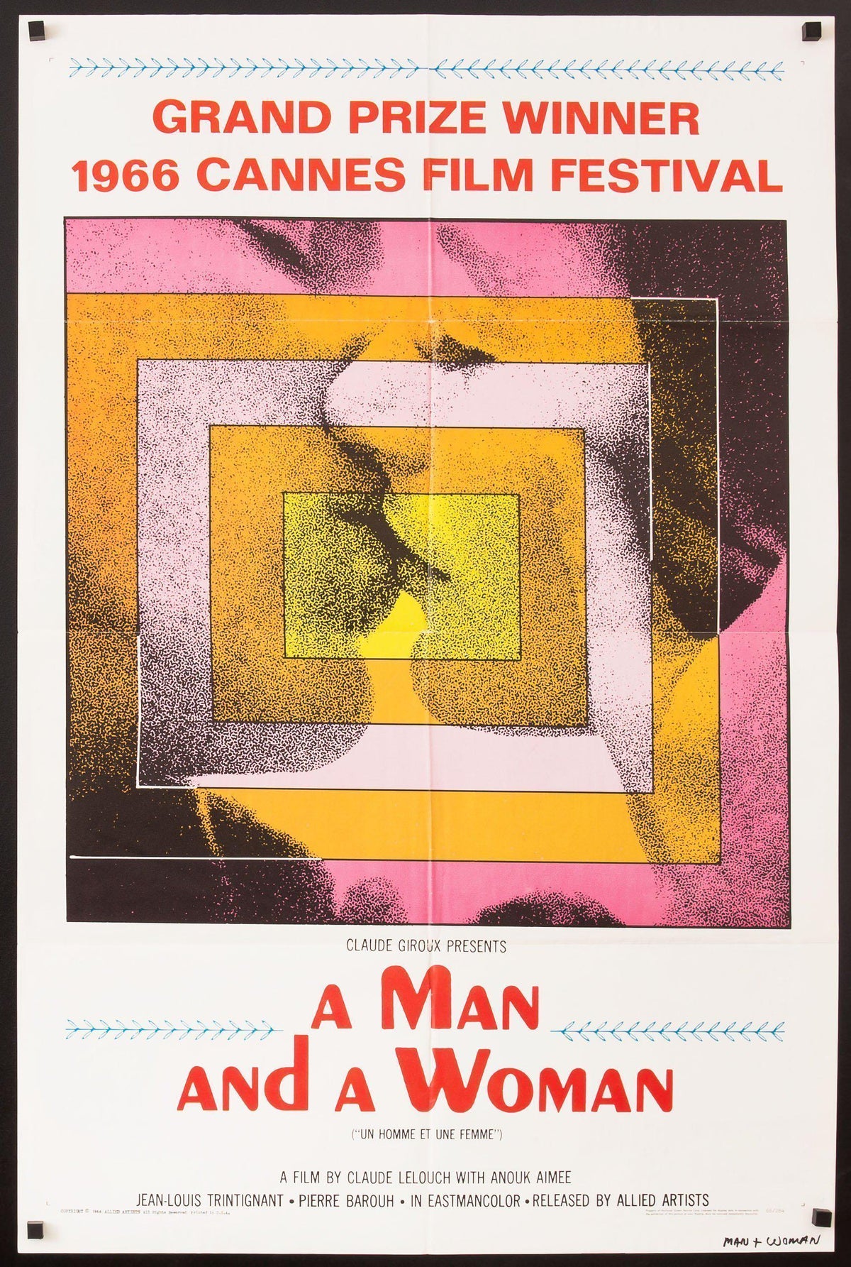 A Man and a Woman (Un Homme et Une Femme) Original Vintage Movie Poster
