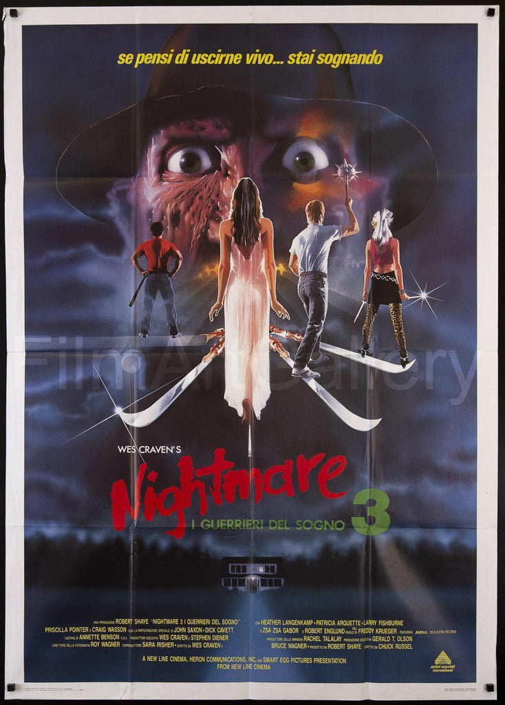 A Nightmare On Elm Street 3 Dream Warriors Italian 2 Foglio (39x55) Original Vintage Movie Poster