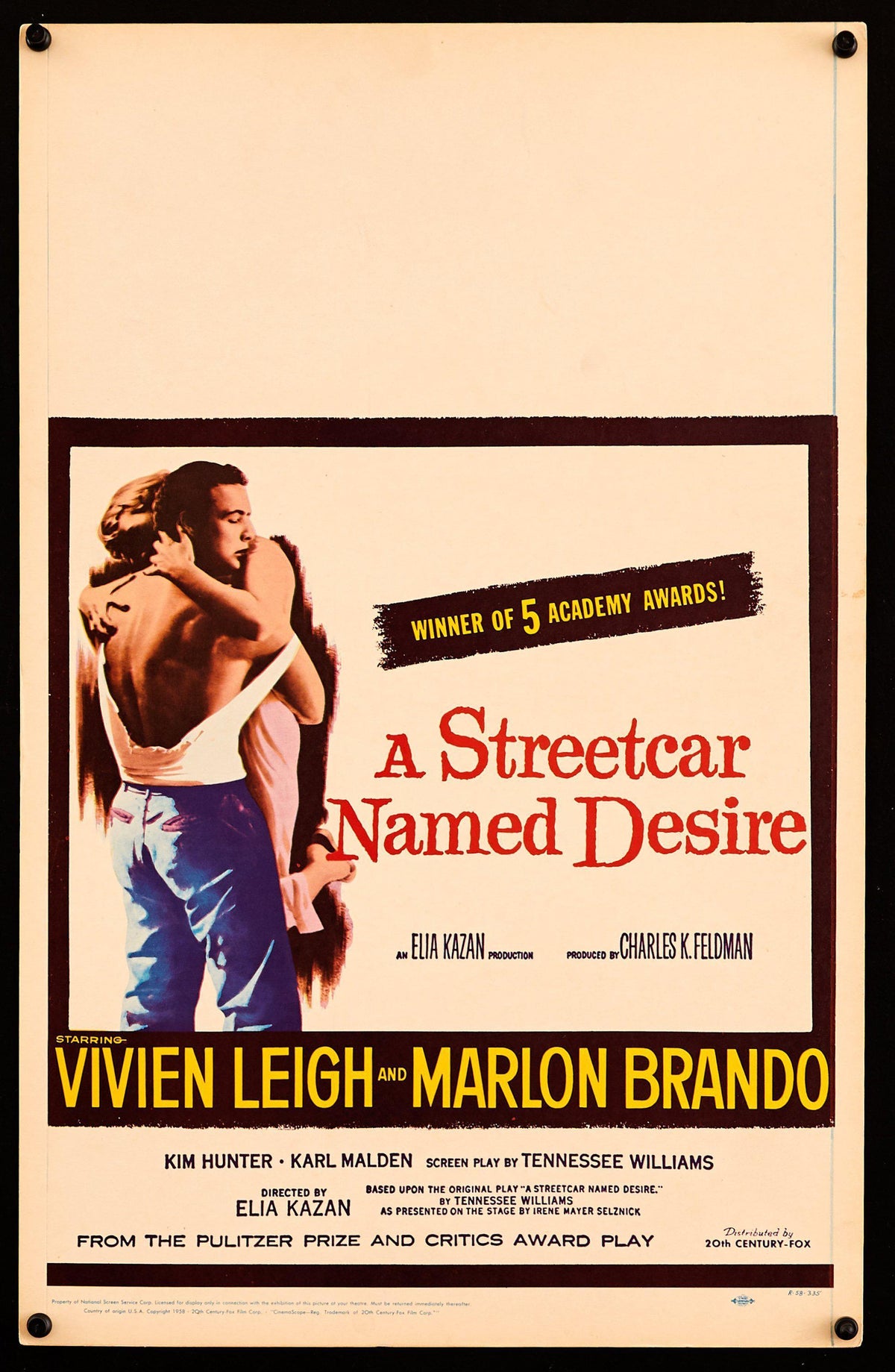 A Streetcar Named Desire Window Card (14x22) Original Vintage Movie Poster
