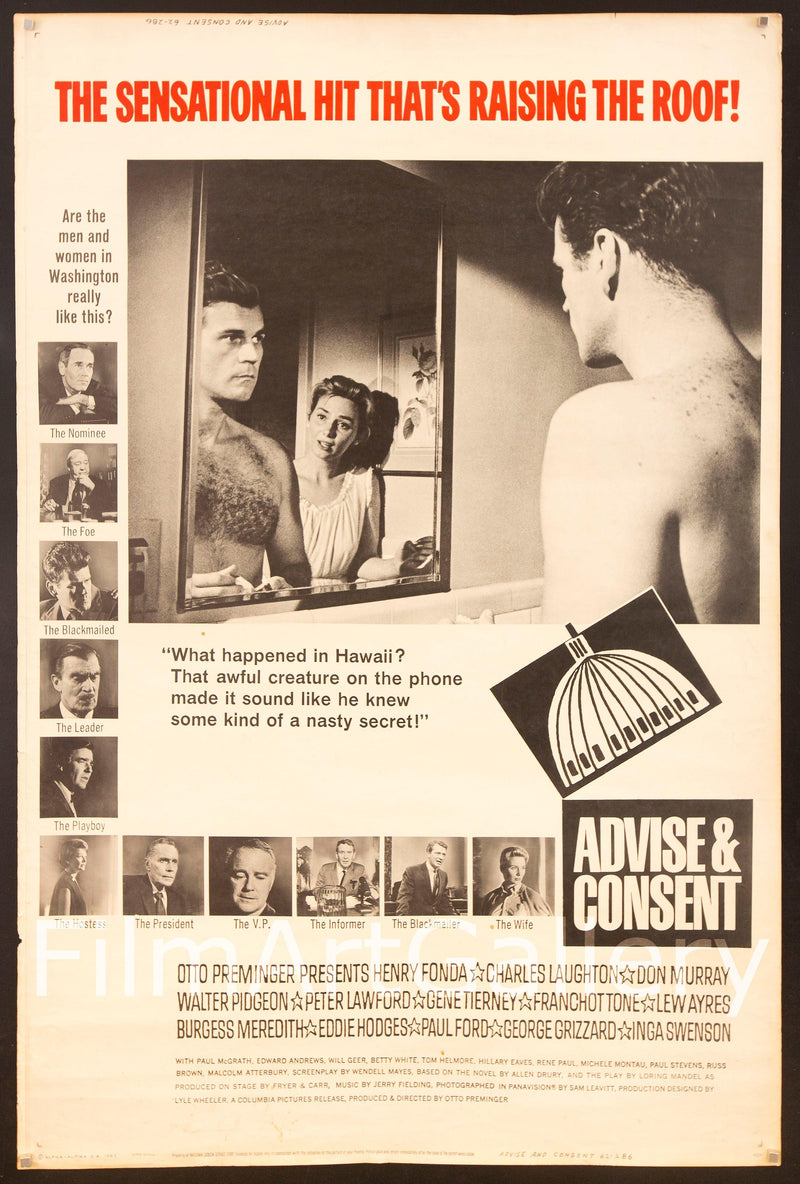 Advise & Consent 40x60 Original Vintage Movie Poster