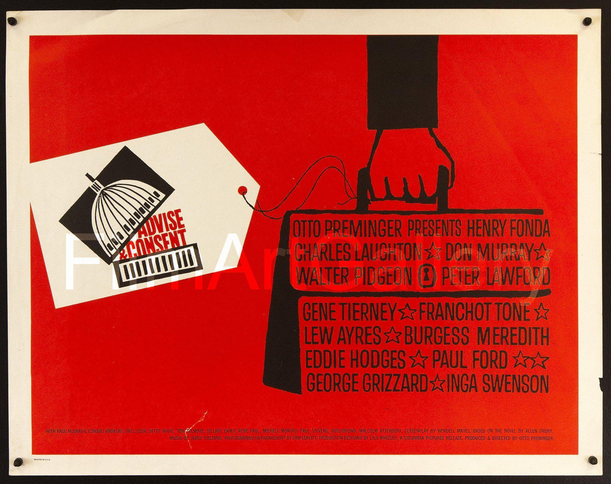 Advise &amp; Consent Original Vintage Movie Poster
