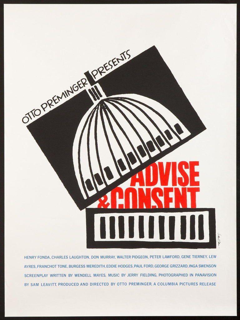 Advise and Consent Movie Poster mid 1980s 26.5 x 35.5 Film Art