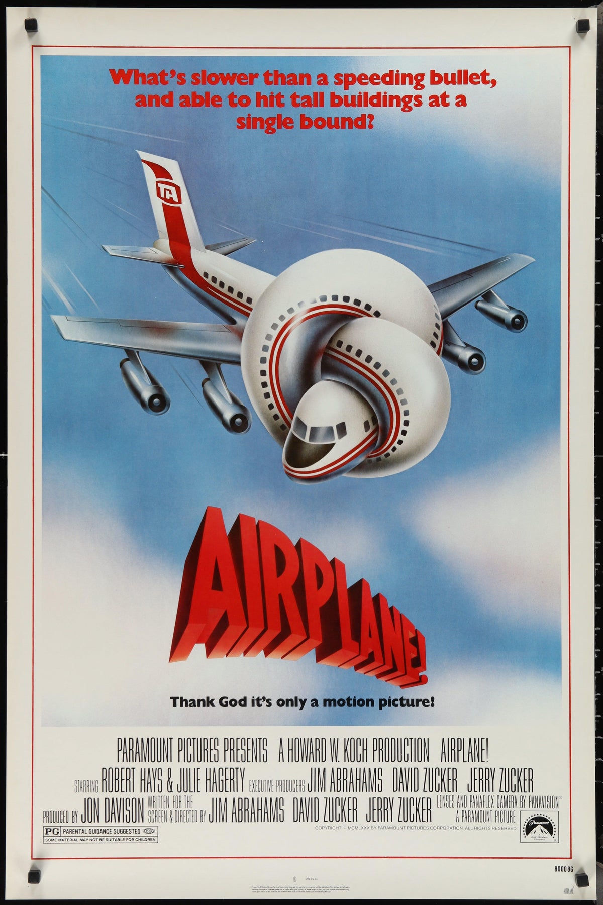 Airplane! 1 Sheet (27x41) Original Vintage Movie Poster