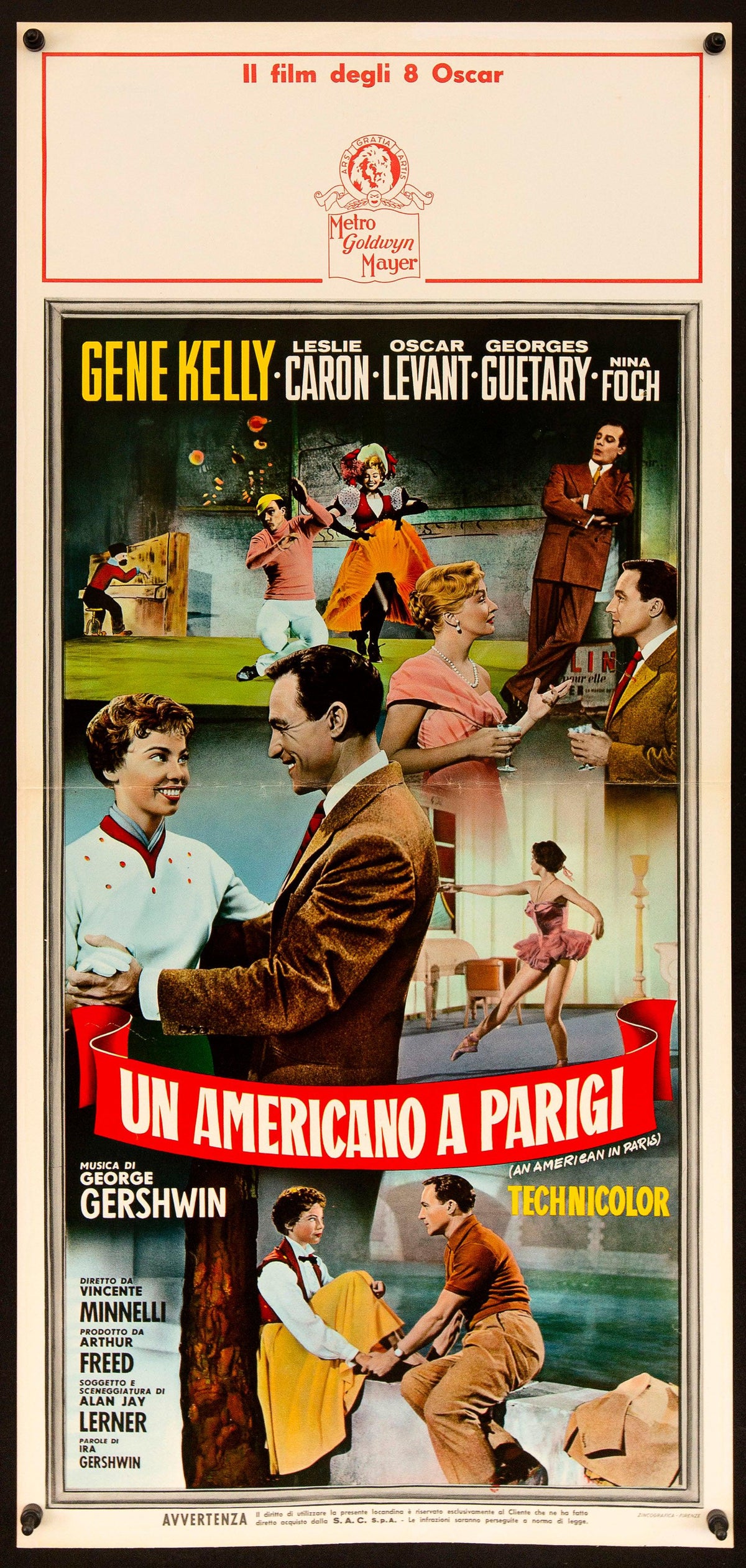 An American In Paris Italian Locandina (13x28) Original Vintage Movie Poster