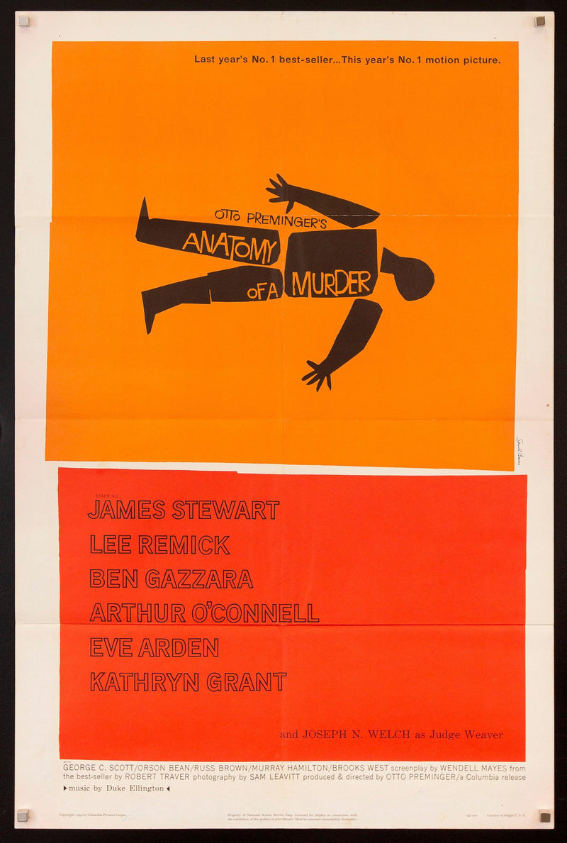 Anatomy of a Murder 1 Sheet (27x41) Original Vintage Movie Poster