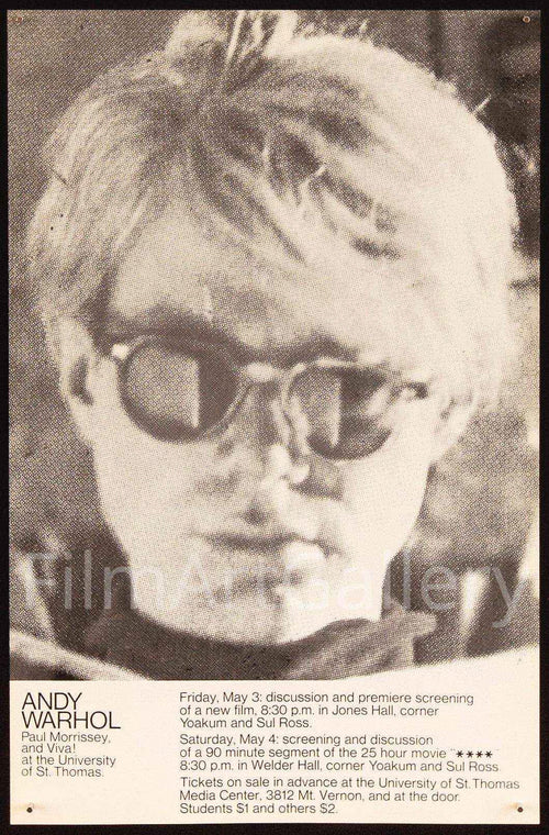 Andy Warhol In Person with Two Films Original Vintage Movie Poster
