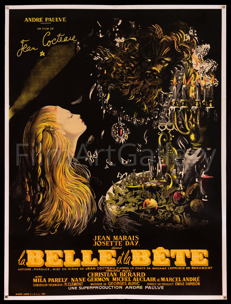 Beauty and the Beast (La Belle et La Bete) French 1 Panel (47x63) Original Vintage Movie Poster