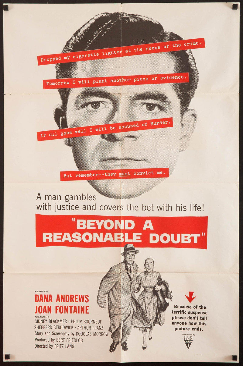 Beyond a Reasonable Doubt 1 Sheet (27x41) Original Vintage Movie Poster