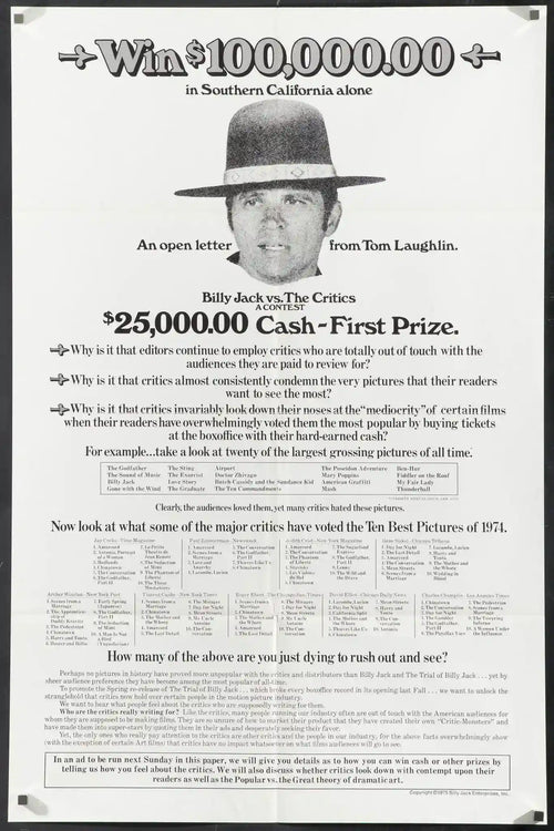 Billy Jack vs. The Critics Original Vintage Movie Poster