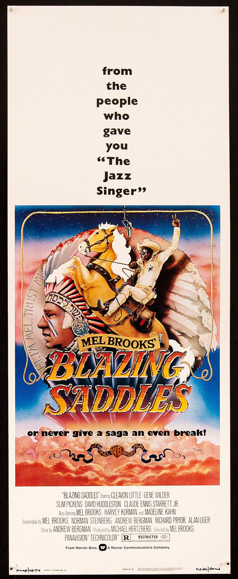 Blazing Saddles Insert (14x36) Original Vintage Movie Poster