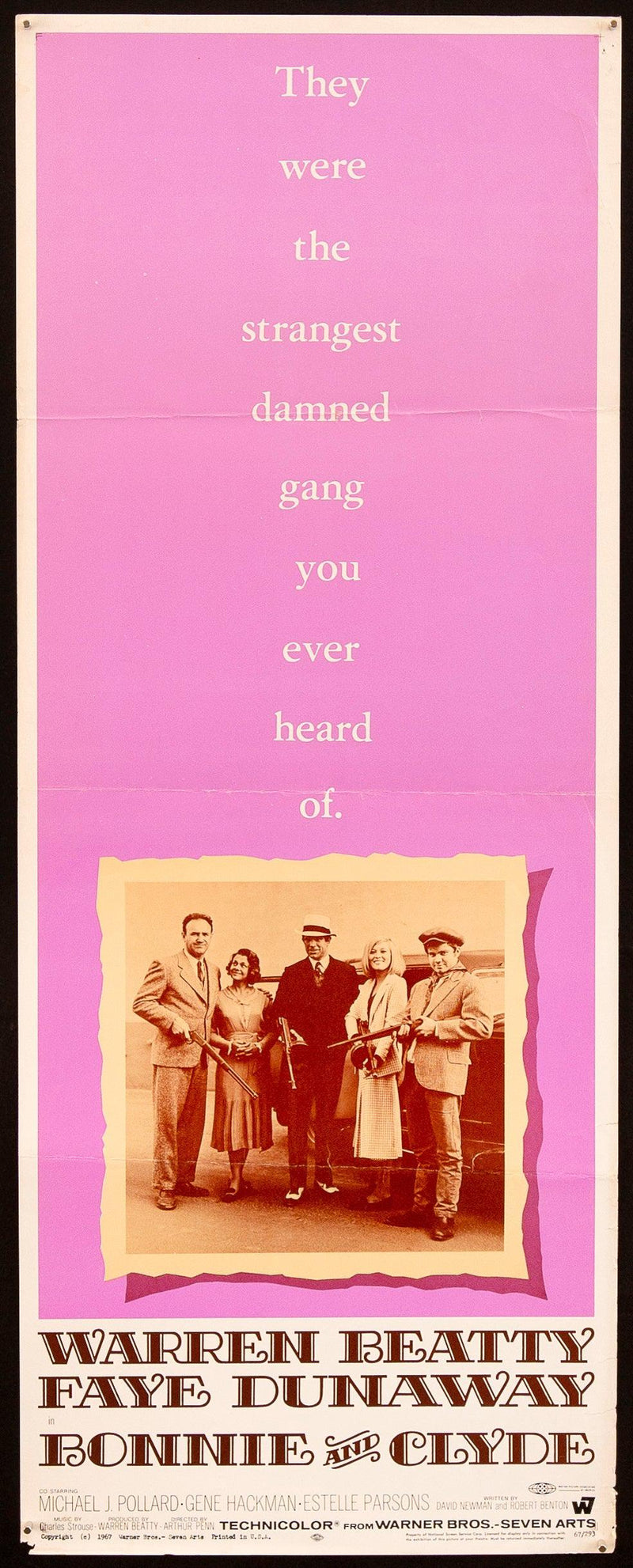 Bonnie and Clyde Insert (14x36) Original Vintage Movie Poster