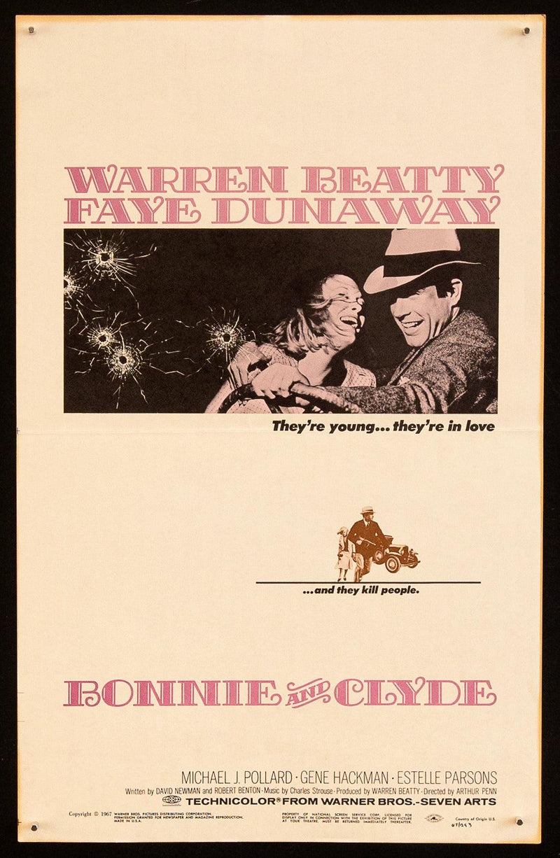 Bonnie and Clyde Window Card (14x22) Original Vintage Movie Poster