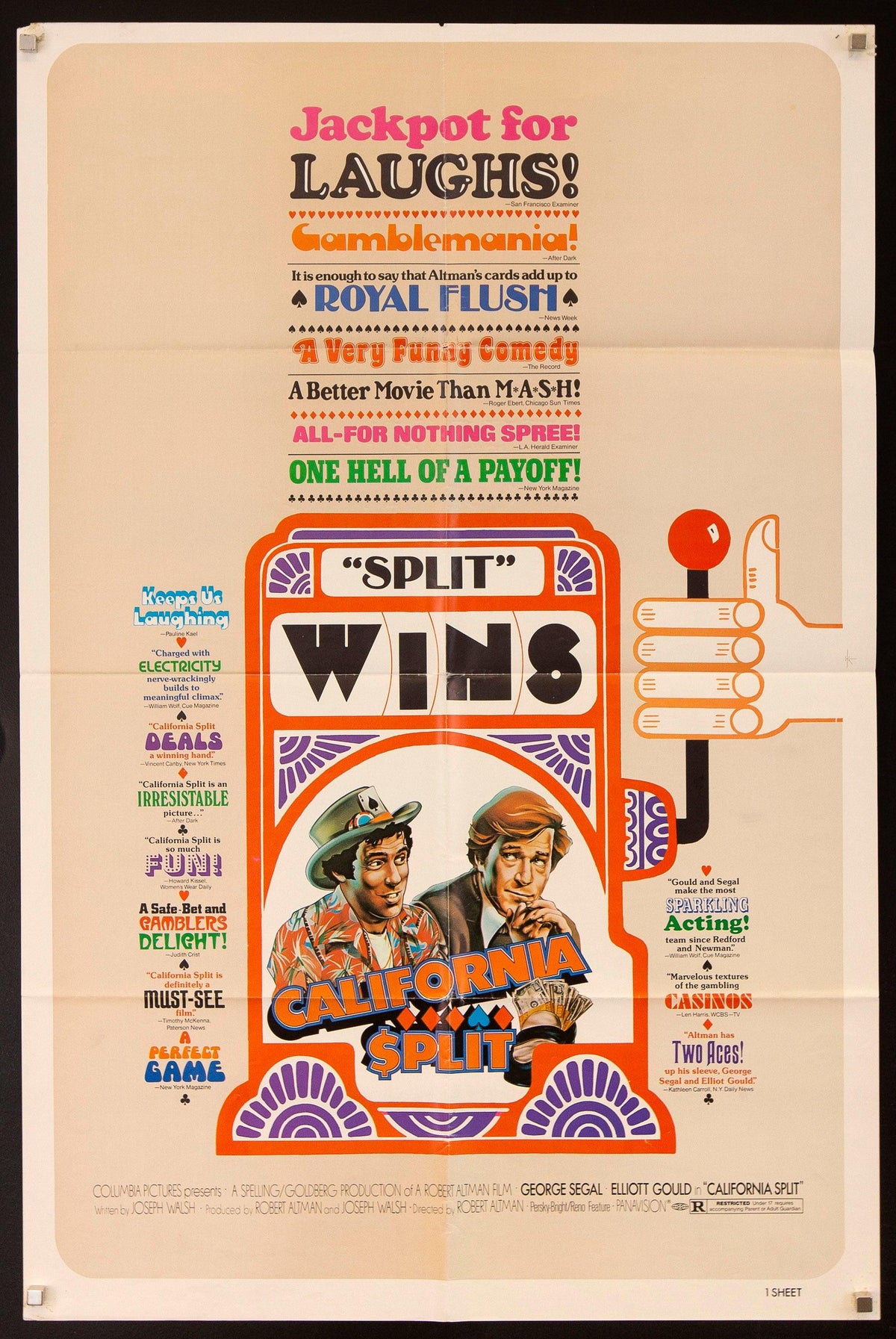 California Split 1 Sheet (27x41) Original Vintage Movie Poster