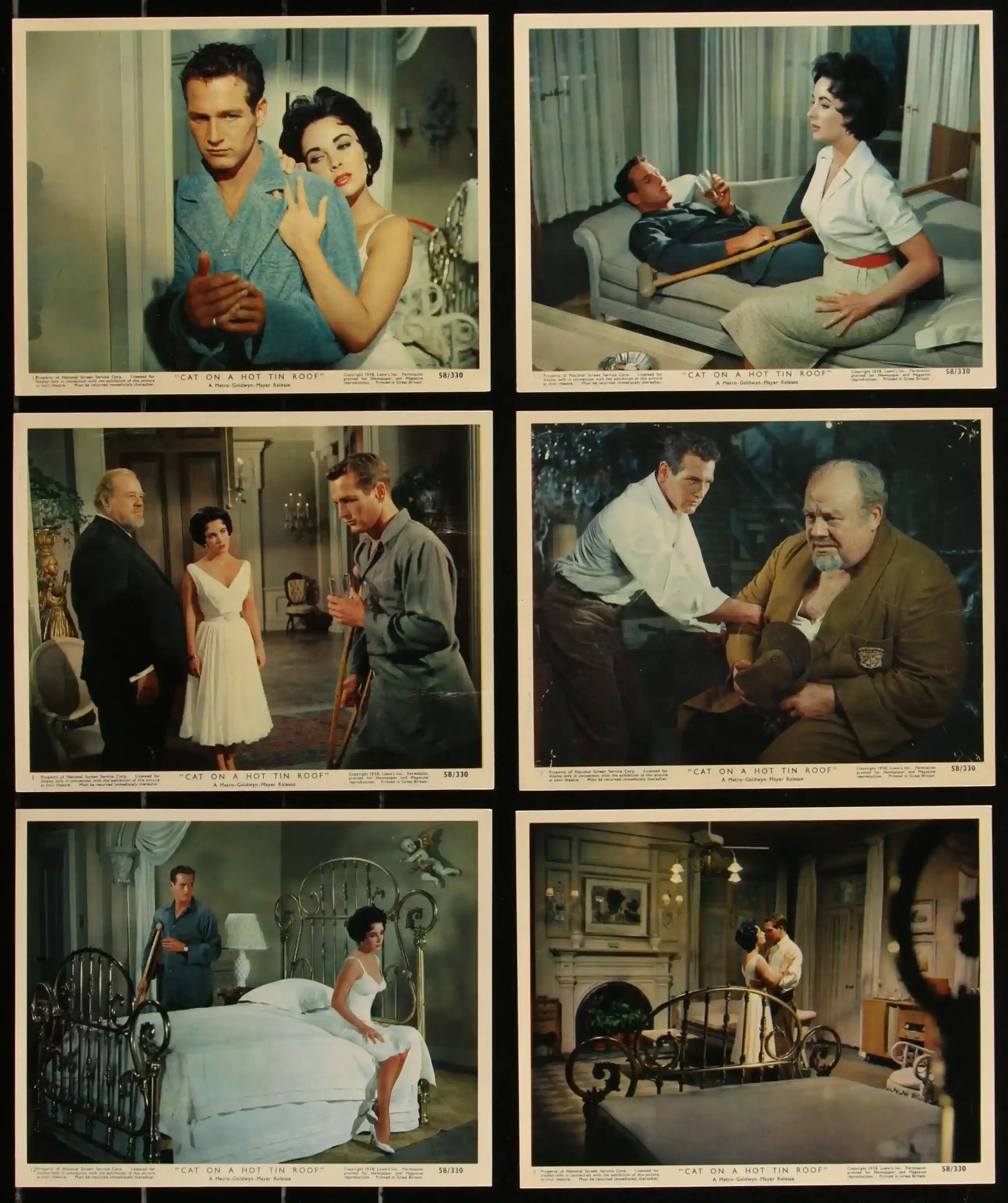Cat on a Hot Tin Roof Movie Poster 1958 Color Still Set (8x10)