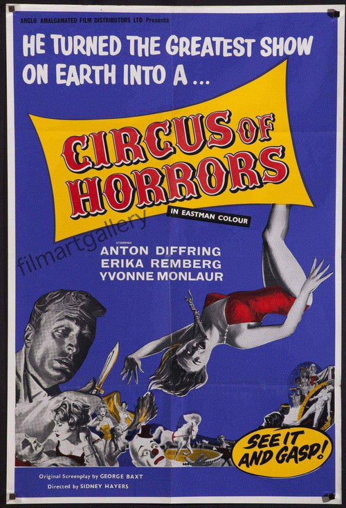 Circus of Horrors Original Vintage Movie Poster