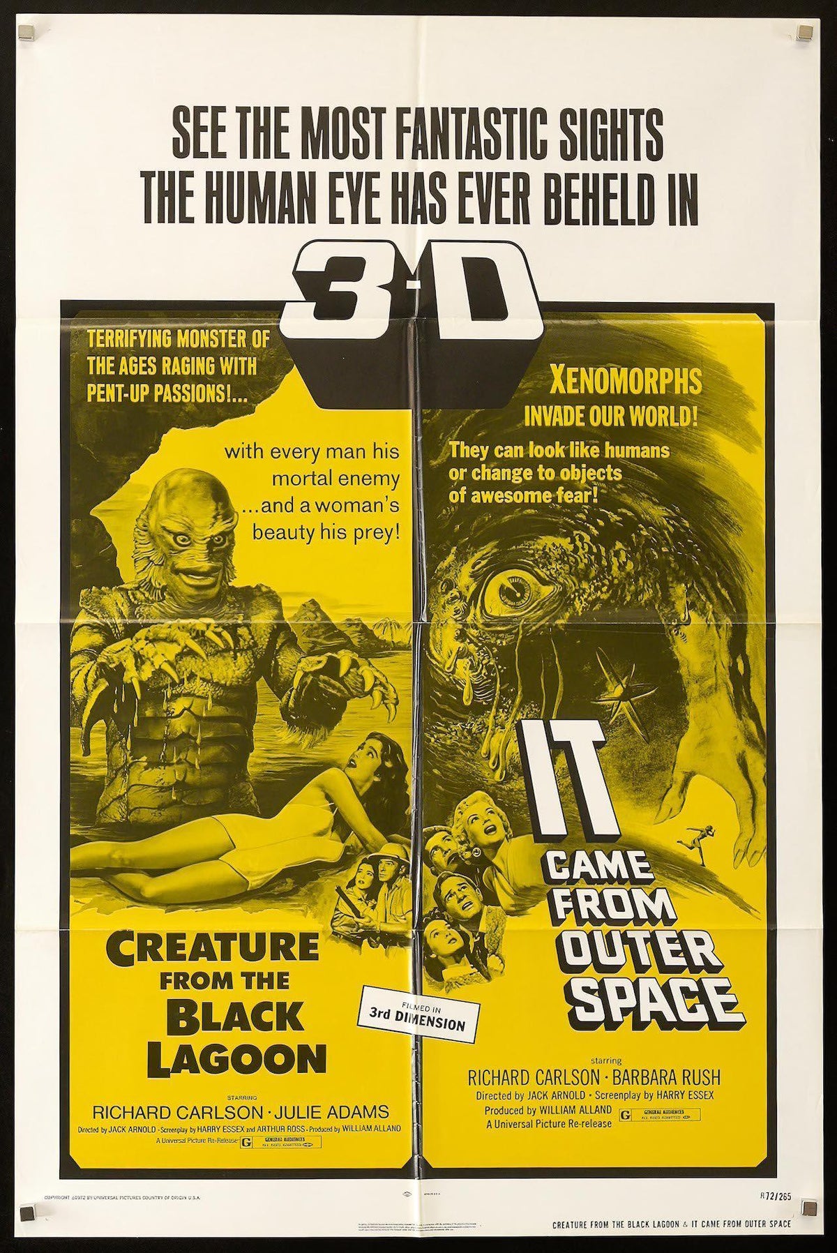 Creature from the Black Lagoon / It Came From Outer Space 1 Sheet (27x41) Original Vintage Movie Poster