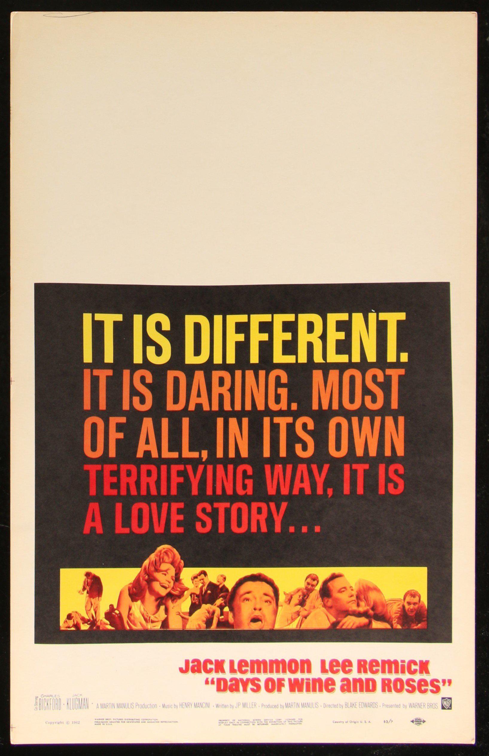 Days of Wine and Roses Movie Poster 1962 Window Card (14x22)