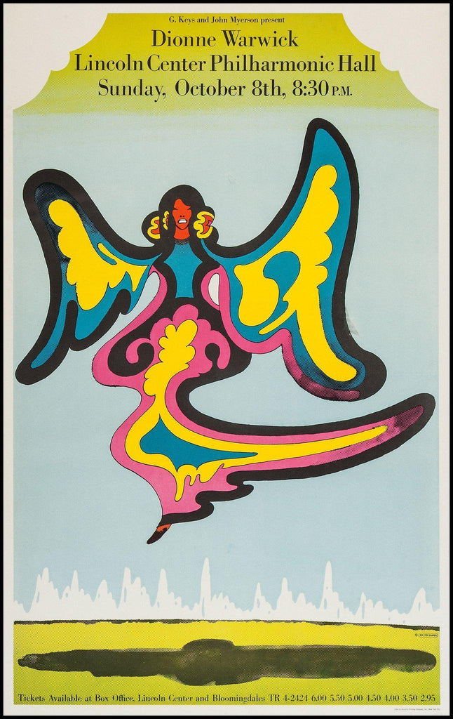 Dionne Warwick at Lincoln Center by Milton Glaser Original Vintage Movie Poster
