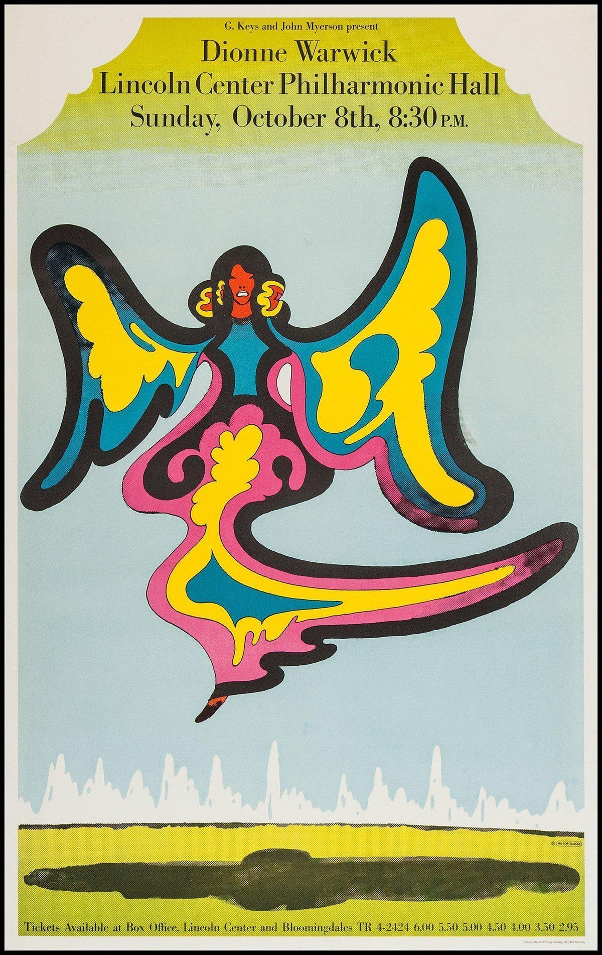 Dionne Warwick at Lincoln Center by Milton Glaser Original Vintage Movie Poster