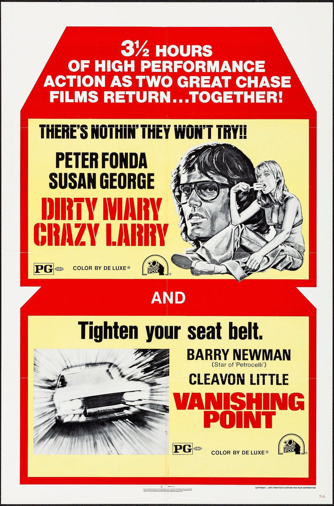 Dirty Mary Crazy Larry/Vanishing Point 1 Sheet (27x41) Original Vintage Movie Poster