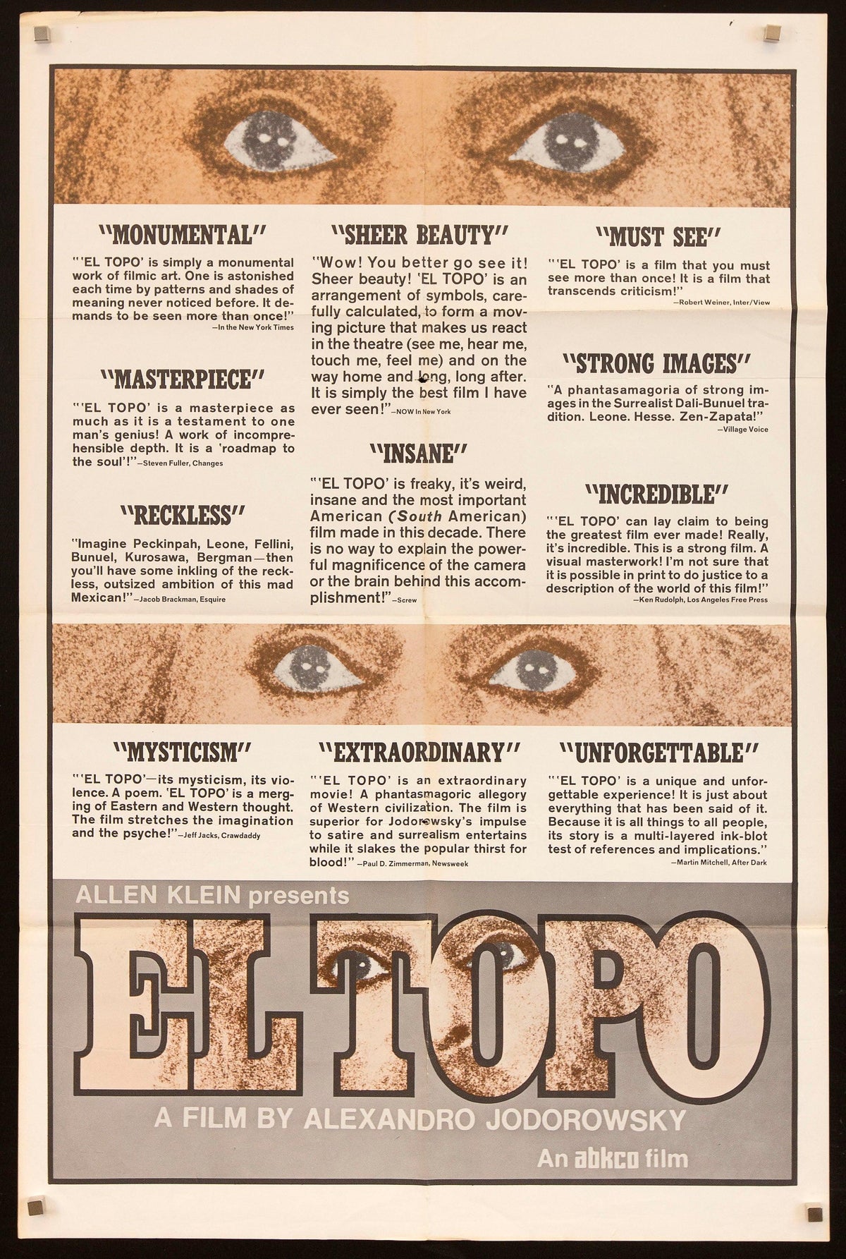 El Topo Original Vintage Movie Poster