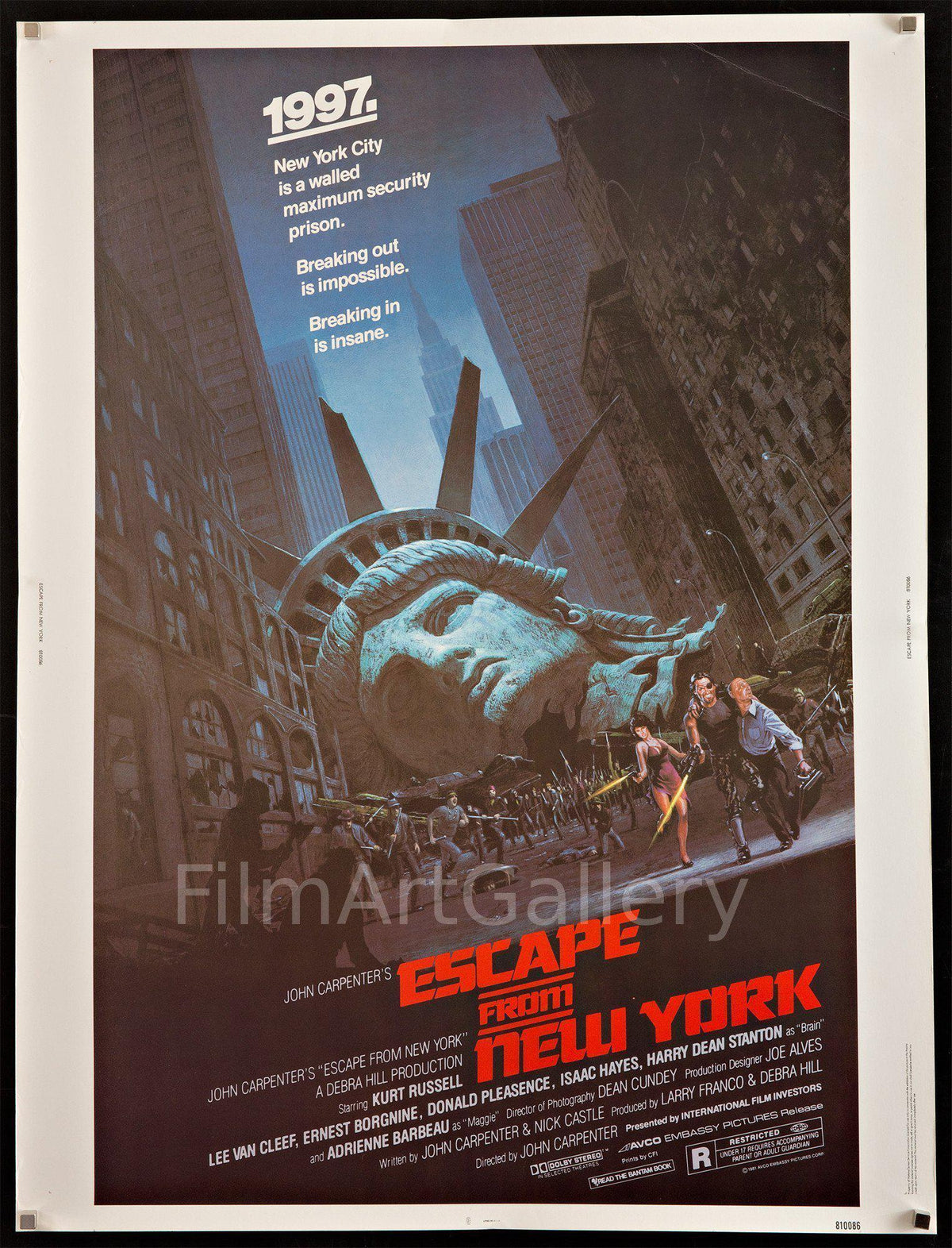 Escape From New York U.S. 30x40 Original Vintage Movie Poster