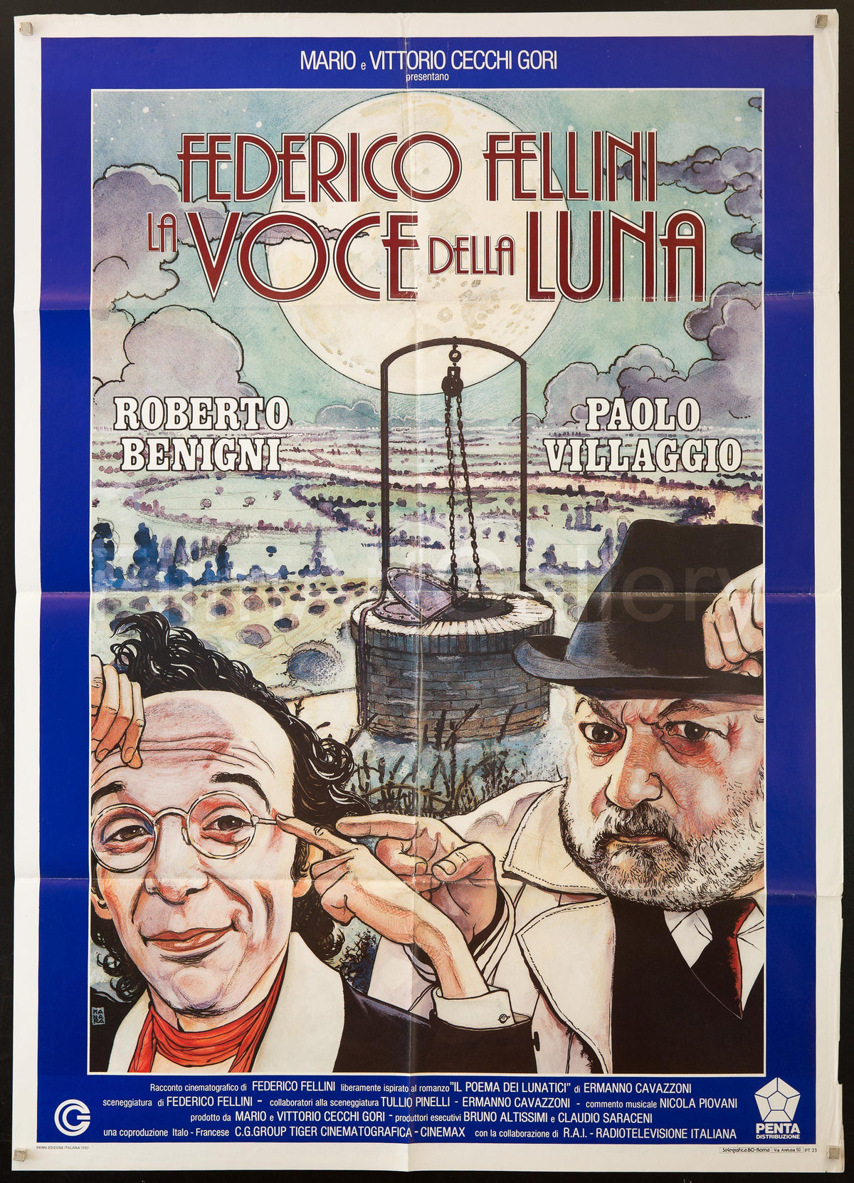 Fellini&#39;s La Voce Della Luna (The Voice of the Moon) Italian 2 foglio (39x55) Original Vintage Movie Poster
