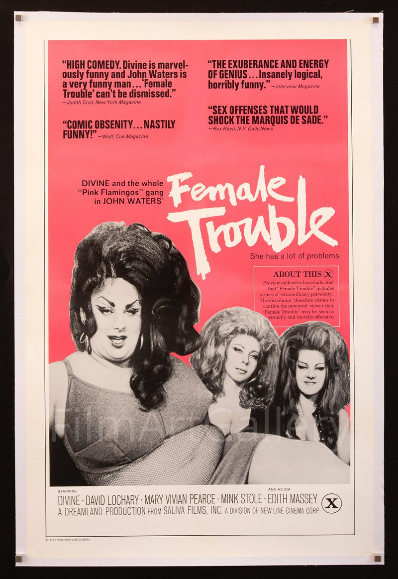 Female Trouble 1 Sheet (27x41) Original Vintage Movie Poster