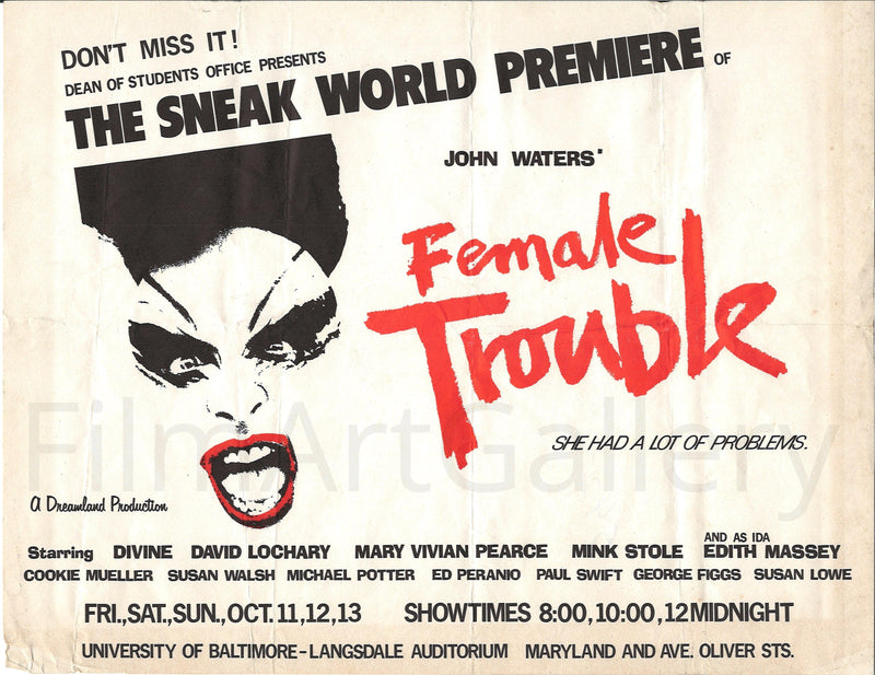 Female Trouble 8.5x11 Original Vintage Movie Poster