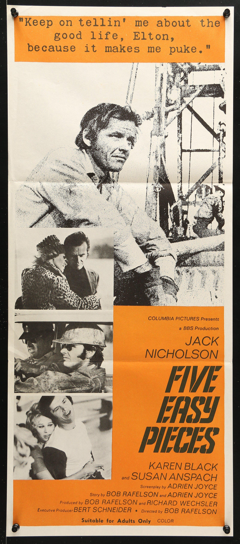 Five Easy Pieces Australian Daybill (13x30) Original Vintage Movie Poster
