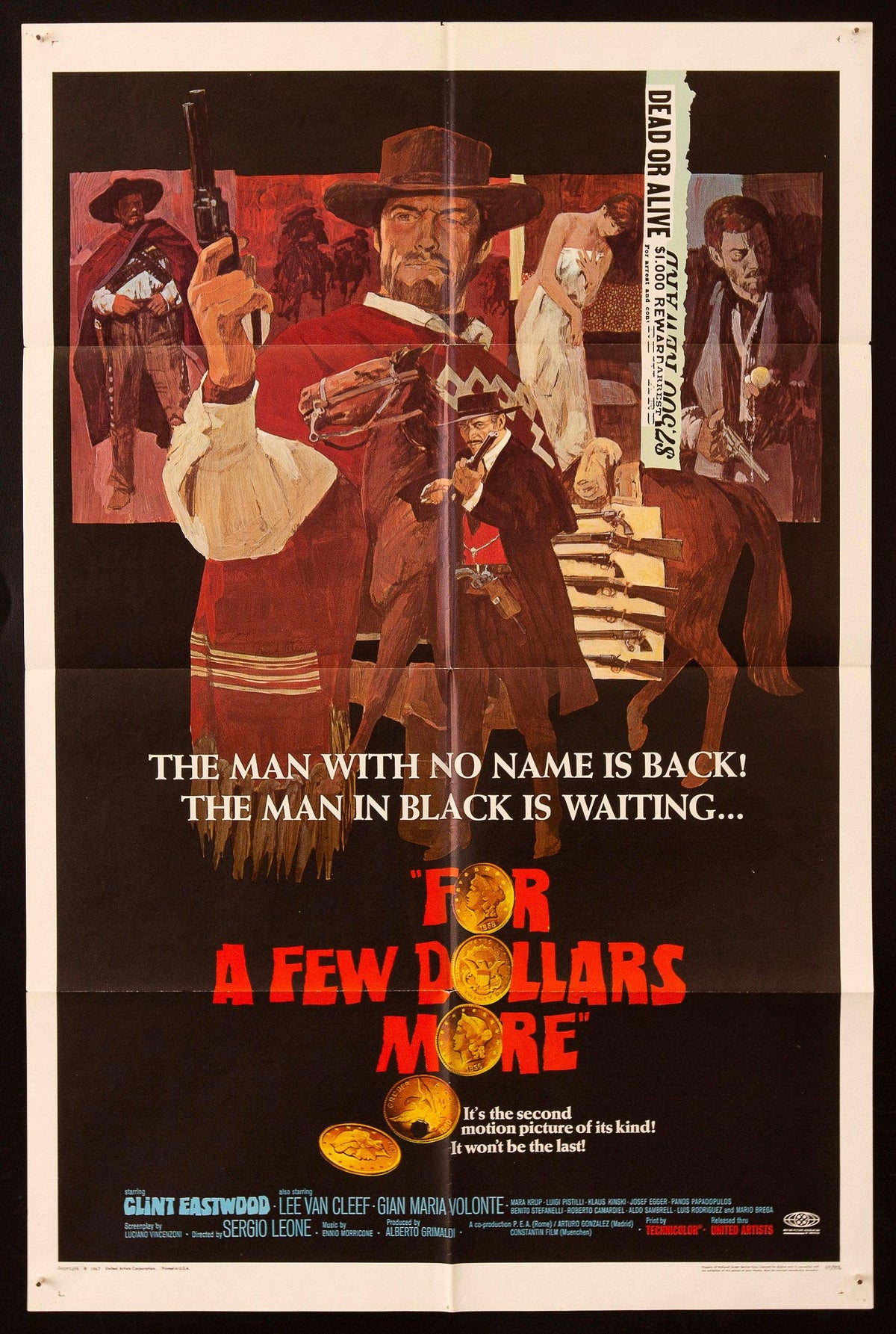 For A Few Dollars More Original Vintage Movie Poster