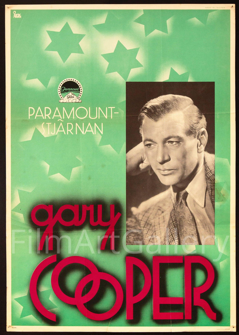 Gary Cooper 1 Sheet (27x41) Original Vintage Movie Poster
